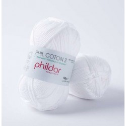 PHILDAR Fil à tricoter PHIL COTON 3 Blanc