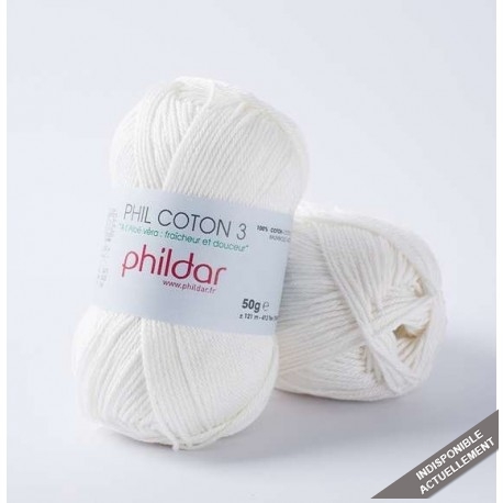 PHILDAR Fil à tricoter PHIL COTON 3 Craie