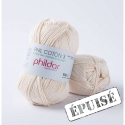 PHILDAR Fil à tricoter PHIL COTON 3 Écru