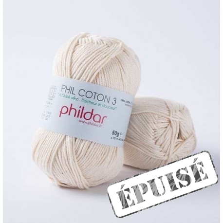 PHILDAR Fil à tricoter PHIL COTON 3 Écru