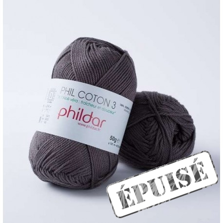 PHILDAR Fil à tricoter PHIL COTON 3 Minerai