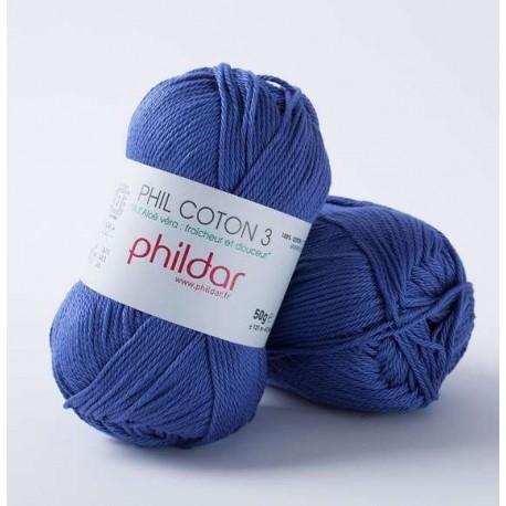 PHILDAR Fil à tricoter PHIL COTON 3 Outremer