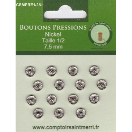 BOUTONS PRESSIONS NICKEL Taille 1/2