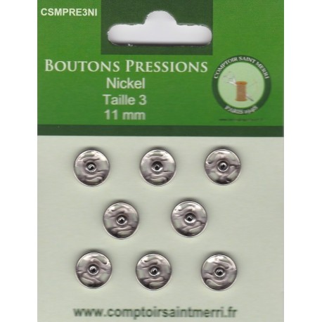 BOUTONS PRESSIONS NICKEL Taille 3
