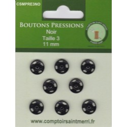 BOUTONS PRESSIONS NOIR Taille 3