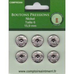 BOUTONS PRESSIONS NICKEL Taille 6