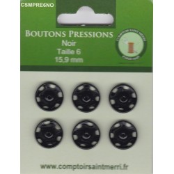 BOUTONS PRESSIONS NOIR Taille 6