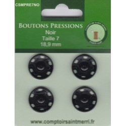 BOUTONS PRESSIONS NOIR Taille 7