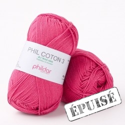 PHILDAR Fil à tricoter PHIL COTON 3 Framboise