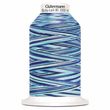 FIL MOUSSE SURJET GÜTERMANN BULKY-LOCK 80 1000m 9957 Multicolore Bleu-Turquoise