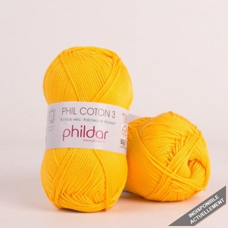 PHILDAR Fil à tricoter PHIL COTON 3 Jaune d'or