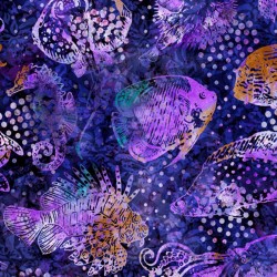 QT FABRICS - AQUATICA par Dan Morris 28121.V Fish Purple