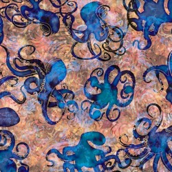 QT FABRICS - AQUATICA par Dan Morris 28122.X Octopus Multi