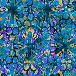 QT FABRICS - TROPICALIA par Dan Morris 28189.B Pinwheel Floral Blue