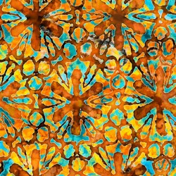 QT FABRICS - TROPICALIA par Dan Morris 28189.O Pinwheel Floral Burnt Orange