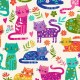 MAKOWER UK - KATIE'S CATS par Makower 2348.Q Cats Allover Cream