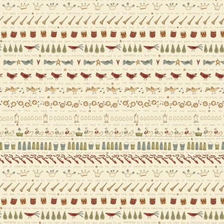 HENRY GLASS FABRICS - ON THE 12th DAY par Anni Downs 2488.33 Cream Song
