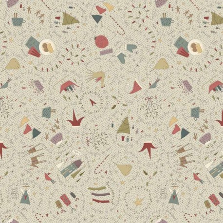 HENRY GLASS FABRICS - ALL FOR CHRISTMAS par Anni Downs 2672.33 Cream Large Allover