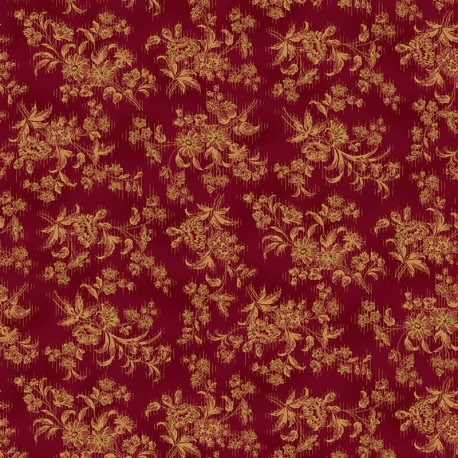 HENRY GLASS FABRICS - FARMHOUSE CHRISTMAS par Kim Diehl 9676.88 Red Stylised Floral